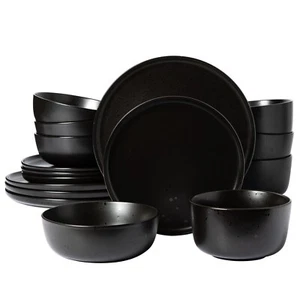 Gibson Elite James Street 16-Piece Stoneware Dinnerware Set - Pepper Black - Picture 1 of 5