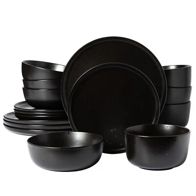 Gibson Elite James Street 16-Piece Stoneware Dinnerware Set - Pepper Black - Image 1 of 4