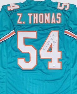 Dolphins Hall of Famer ZACH THOMAS Signed Custom Replica Blue Jersey AUTO - BAS - Picture 1 of 3