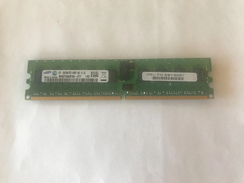 SAMSUNG M393T5663FBA-CF7 2GB  2Rx8 PC2-6400P IBM 59Y5097 Server Memory - Image 1 of 1