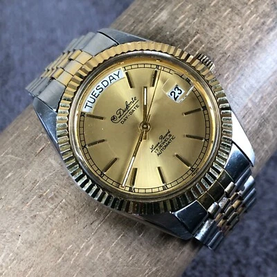 Lucien Piccard Dufonte Men Full Day Date Fluted President Automatic Watch 7 1/2" - Image 1 of 4