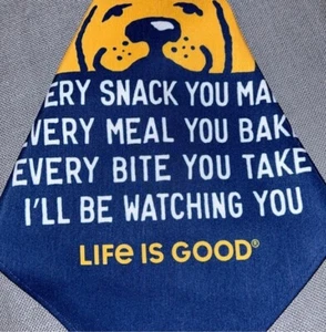 Life is Good Bandana mit großem Hund 30 Zoll blau neu mit Etikett Watching You - Bild 1 von 5