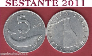 A48 ITALY ITALIA REPUBBLICA ITALIANA 5 LIRE 1967 KM 92 SPL / XF - Imagen 1 de 1