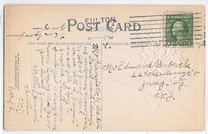 Cubierta postal de máquina Fulton NY Nueva York 1914 cancelación en línea recta Columbia - Imagen 1 de 2