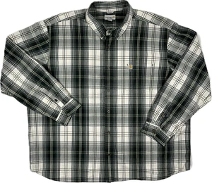 Carhartt Relaxed Fit Size 4XL Mens Green Plaid Chambray Long-Sleeve Button Down - Picture 1 of 6