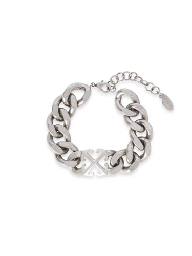 OFF WHITE Bracciale catena freccia bianco sporco Argento NUOVO Made in Italy