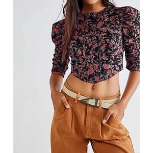 Free People Monica top donna cropped stampa floreale corsetto aperto dietro - taglia XS - Foto 1 di 7