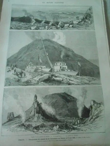 Gravure 1880 - Italie inauguration du chemin de fer funiculaire du Vésuve - Foto 1 di 1