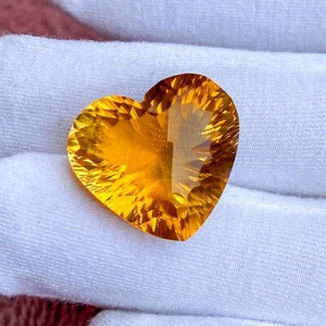 Corazón citrino amarillo natural corte cóncavo 15,70 quilates Piedras preciosas sueltas para joyería - Imagen 1 de 3
