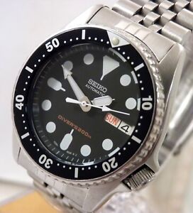 Seiko SKX013J1 Japan Original 38mm Black Automatic Diver Day Date Bracelet Watch