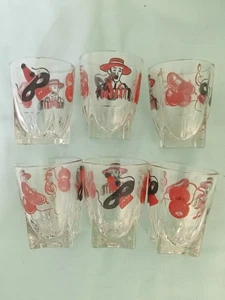BVB Frankreich Vintage Mid Century Bild Schnapsgläser Party Fiesta rot und schwarz - Bild 1 von 3