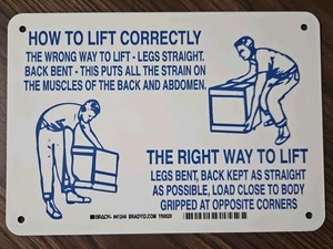 Brady #41244 Schild richtig anheben, 10 Zoll B x 7 Zoll H, Rechteck, Metall weiß/blau - Bild 1 von 3