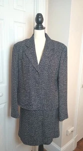 Outfit JPR Women's Career Suit Blazer Knee Length Skirt Sz 14 Blk/Wht Speck New! - Picture 1 of 17