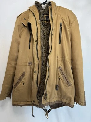 Chaqueta parka Forever 21 para mujer forrada de piel sintética marrón de lona, L Foto 1 de 4