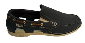 Crocs Para Hombre Línea de Playa Azul Marino Lona Barco de Agua Mocasines Zapatos Talla 10 - Imagen 1 de 7
