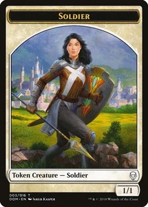 Soldier Token 10x - White - Kasper Art - DOM Dominaria - MTG Magic NM - Picture 1 of 1