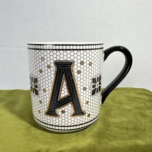 Anthropologie Margot Mosaikfliese Gold Schwarz Kaffee Initiale Ein Monogramm Becher - Bild 1 von 6