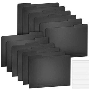 Paquete de 12 carpetas de archivos negras de 3 pestañas, 1/3 carpetas de archivos de corte tamaño letra para el hogar nuevas - Imagen 1 de 3