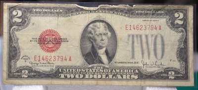 1928 G 2 dollar bill RED NOTE   NICE CONDITION Free Shipping - Image 1 of 2