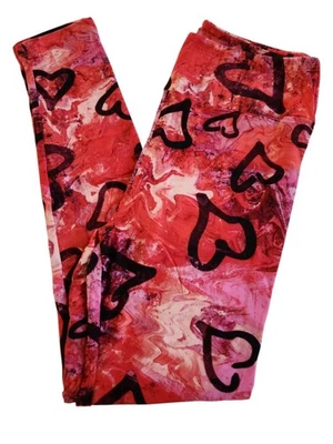 Lularoe Paint Swirl Hearts OS Leggings Valentines Watercolor Marble Look NWOT! - Image 1 of 2