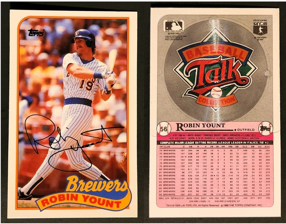 Robin Yount Baseball Talk Card – 1989 Topps # 56 - NM/MT+ Pack Fresh - Oversized - Image 1 of 3