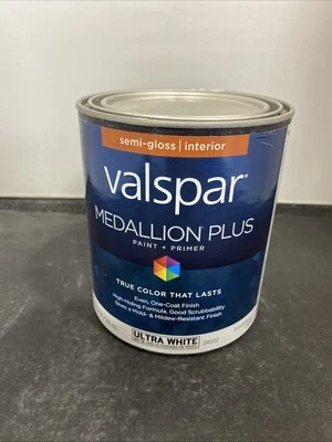 Valspar Medallion Plus Premium Paint & Primer Semi Gl Int Paint Ultra White 1 Qt — 第 1/3 张图片
