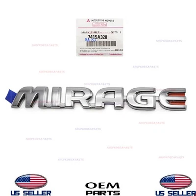 Genuine OEM Rear Emblem Nameplate 2014-2024 Mitsubishi Mirage 7415A328 - Image 1 of 2