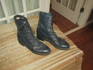 Vintage Justin Diamond J Damen-Schnürstiefel Größe 7,5 A blaugrau Leder Kiltie " - Bild 1 von 10