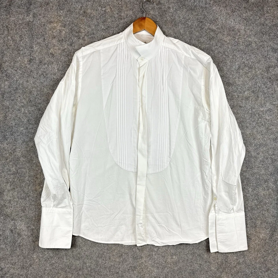 Camisa de Vestir Zanella Para Hombre 42 16.5 Blanco Puño Francés Esmoquin Formal Italia Foto 1 de 4