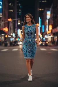 Liz Claiborne Paisley Tanktop - blau und orange - Bild 1 von 13