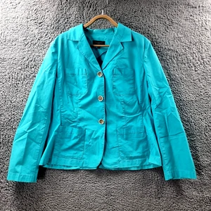 Talbots Womens Jacket Size 14 Petites Blue Green Long Sleeve Collared - Bild 1 von 15