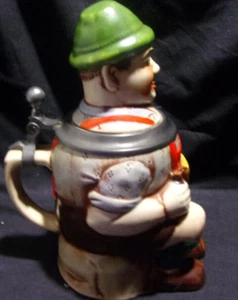 VTG. ORIGINAL GERZIT Germany lidded #9 Beer Stein 8.5" FIGURAL ACCORDION PLAYER - Picture 1 of 12