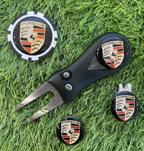 Porsche Pitchfork Poker chip Magnetic Hat Clip With 3 Black Porsche Markers - Picture 1 of 3