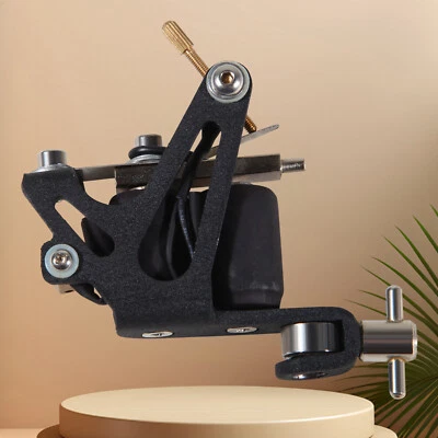 Coil Tattoo Machine Cast Iron Frame for Beginner 10 Wrap Liner Shader Black M10B - Image 1 of 4