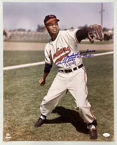 Larry Doby Signed Photo 16x20 Indians HOF Autograph 1st Black AL Player Insc JSA - Picture 1 of 3