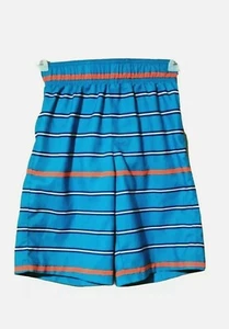 OP Boys Swim Trunks Size 8 Blue Striped Medium Youth Swimwear Beach Shorts - Picture 1 of 1