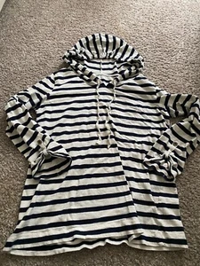 Camicia donna Ann Taylor Loft beige a righe manica lunga con cappuccio taglia small - Foto 1 di 8