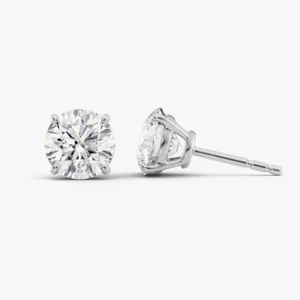 Pendiente de Oro 2.00 Ct IGI Creado en Laboratorio Corte Redondo Certificado Diamante 18K Blanco Tachuela - Imagen 1 de 8
