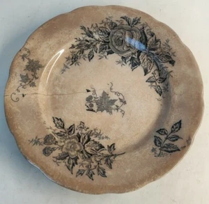 Seltener Teller Keramik aus dem 19. Jahrhundert Deko Florale D 21 cm Sammlung - Bild 1 von 3
