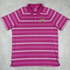 George Mason Polo Shirt Mens XL Pink Striped Basketball Golf Oakley Hydrolix