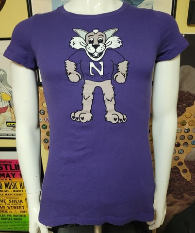 Womens Northwestern University Wildcats Mascot Willie T Shirt Medium Cover