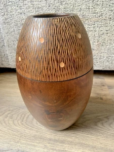 Vintage Large Wooden Vase - Picture 1 of 4