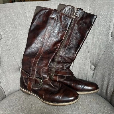 Cole Haan Boots Womens Sz 6.5 Dark Brown Leather Zip Up Riding Cowboy Western Foto 1 de 4