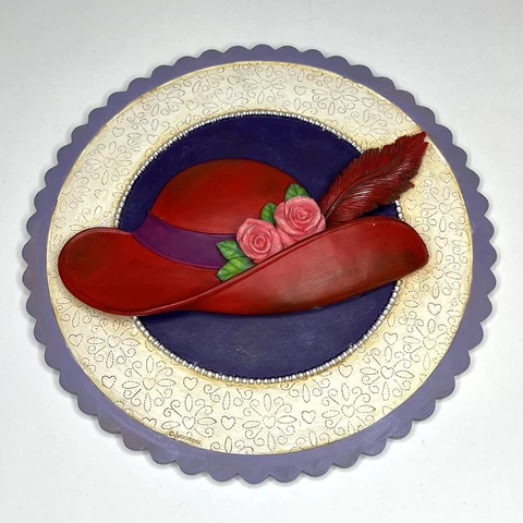 Vintage Red Hat Society Spoontiques Stepping Stone 3D wall plaque Cover