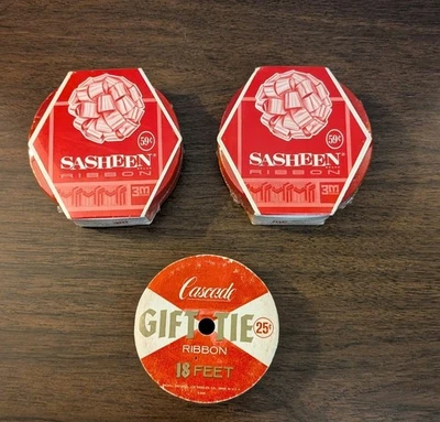 Lote de 3 cintas de corbata de regalo vintage Cascade & Sasheen 3M hechas en EE. UU. - NOS Foto 1 de 4