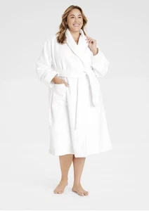 Auden Women’s Terry Cloth Robe XL/XXL White Luxury Spa Pockets - Picture 1 of 9