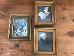 Vintage framed Prints Master Gerrit Dou, Rembrandt, Diego Velazquez Set of 3 - Picture 1 of 5