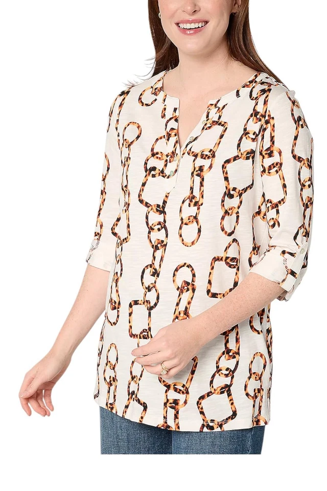 Top tejido para mujer Nicole by Nicole Miller con cadena RollTab Slv Foto 1 de 1