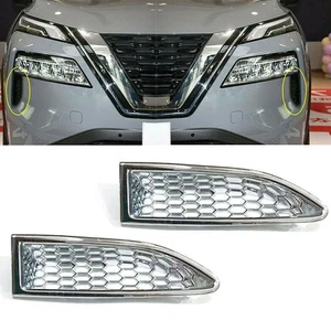 Chrome 2X Front Headlight Eyebrow Eyelid Cover Trim For Nissan Rogue 2021~2024 - Picture 1 of 14