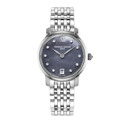 Frederique Constant Watch Classic SlimLine Ladies Black Dial Diamonds - Image 1 of 3